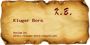 Kluger Bors névjegykártya